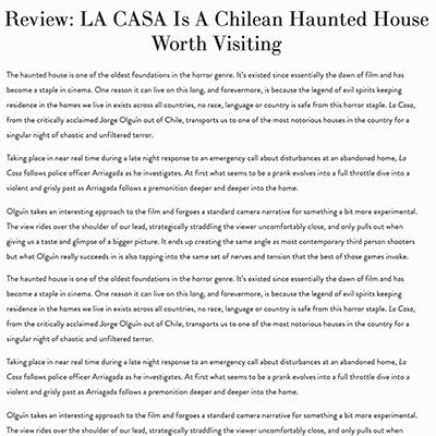 Review: LA CASA Is A Chilean Haunted House Worth Visiting